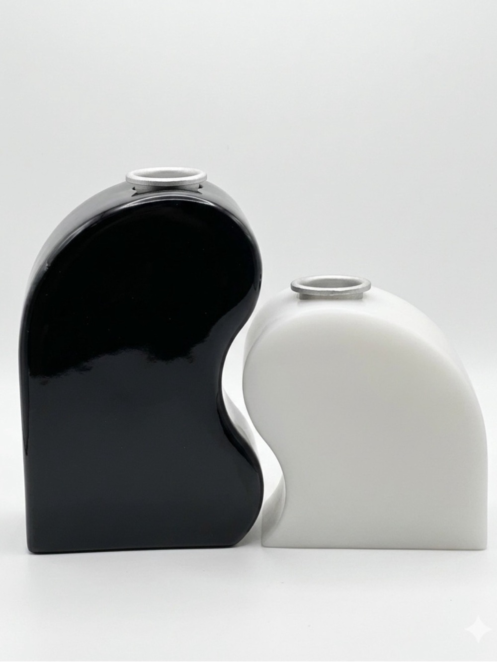 Areaware Seymour Sculptural Interlocking Candle Holder Set Black White NWT